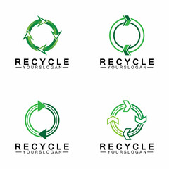 green arrow recycle logo vector icon template