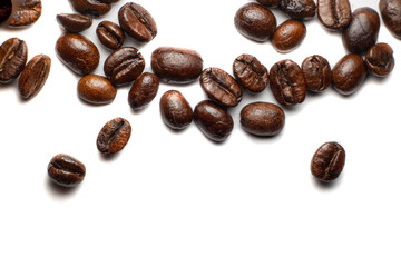 roasted coffee bean isolated on white background