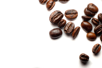 roasted coffee bean isolated on white background
