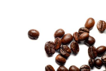 roasted coffee bean isolated on white background