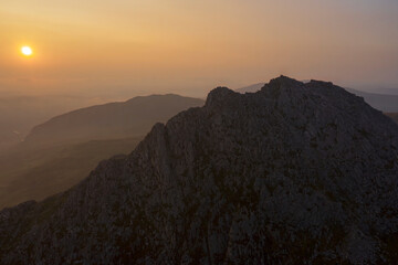 Tryfan mountain at sunrise in Snowdonia National Park 