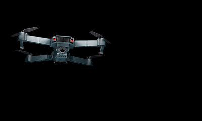 3d illustration ,drone , black background, 3d rendering