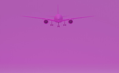 3d illustration, airplane in flight, copy space, 3d rendering