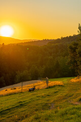 Sunset in Polana region, Slovakia, Europe, rural concept, abandoned place © fotomolka