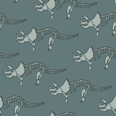 Seamless pattern with abstract and grunge triceratops skeleton. Background with dino for textile, fabric, kids, boy, wrapping paper, Web, clothes, socks and other design. © Annity_Art