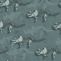 Seamless pattern with abstract and grunge triceratops skeleton. Background with dino for textile, fabric, kids, boy, wrapping paper, Web, clothes, socks and other design. © Annity_Art