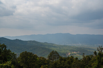 Mountain range view on khuntan national park Lamphun city thailand.The Khun Than mountain range of the DoiKhun Than national park forms a natural boundary between the northern Lamphun and Lampang