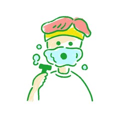 洗顔、髭剃りをする男性・男の子のイラスト