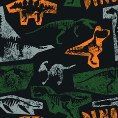 Seamless pattern with dinosaurs. Background for textile, fabric, wrapping paper, kids, wear, clothes, web and other design.