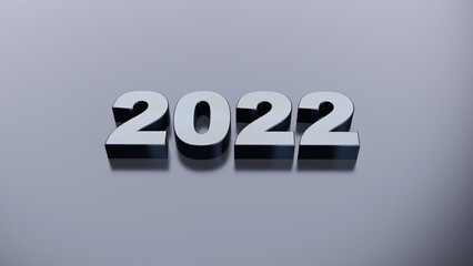 Number 2022 on a gray background. Render.