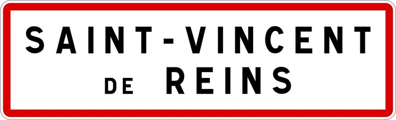 Panneau entrée ville agglomération Saint-Vincent-de-Reins / Town entrance sign Saint-Vincent-de-Reins