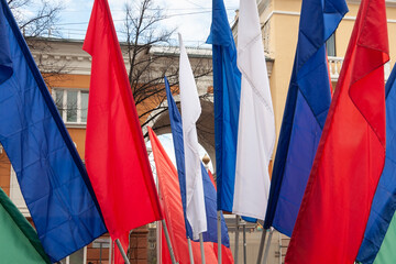 Red, blue and white flags