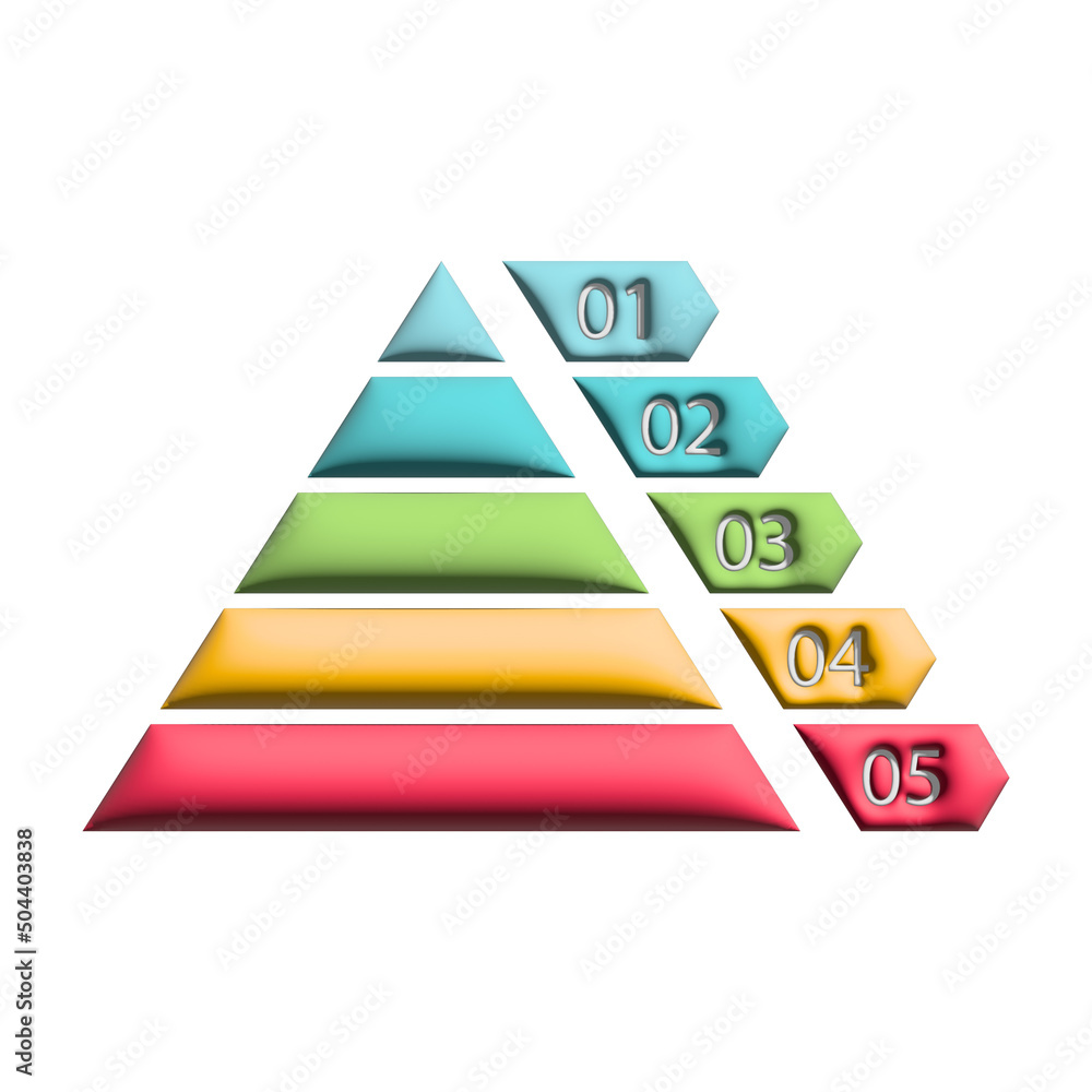 Poster pyramid infographic 3d. triangle hierarchy data segments. business illustration isolated on white.
