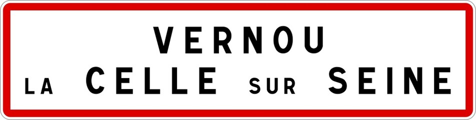 Panneau entrée ville agglomération Vernou-la-Celle-sur-Seine / Town entrance sign Vernou-la-Celle-sur-Seine