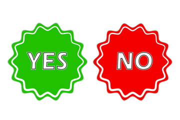 Set of Yes and No Icons in Green and Red circular shape, isolated on white background. Vector illustration eps 10 file 
