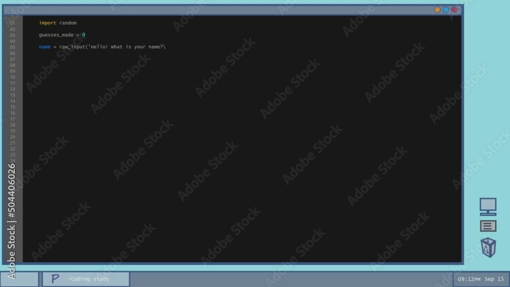Poster Developer Software Code Mock-up with Generic Programming Language. Dark Interface with Black Background. Template for Computer Displays and Laptop Screens.