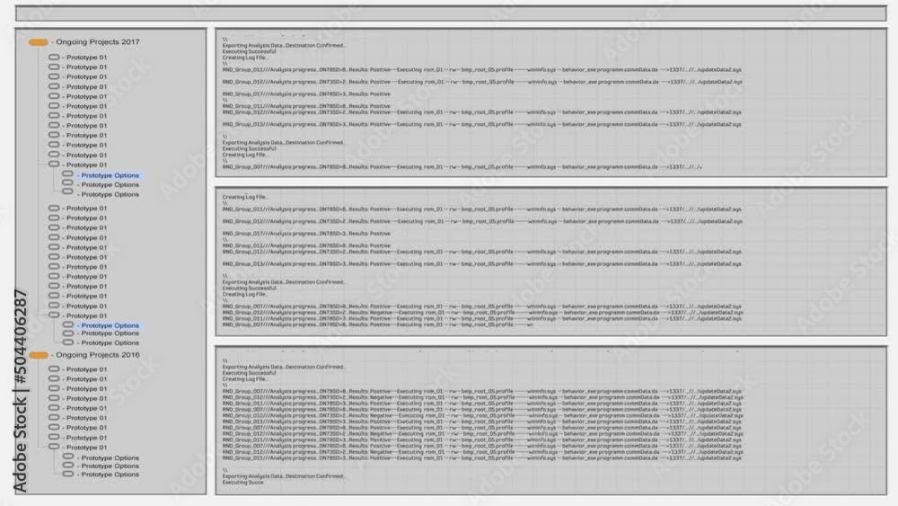 Fototapete Software Backend Mock-up with Software Loading Screen Animation. Grey Project Monitoring Interface with Multiple Windows. Template for Computer Displays and Laptop Screens.