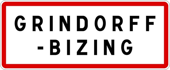 Panneau entrée ville agglomération Grindorff-Bizing / Town entrance sign Grindorff-Bizing