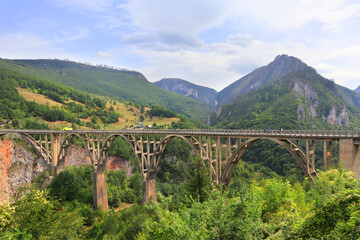 Fototapeta na wymiar Famous Dzhurdzhevich Bridge in Montenegro
