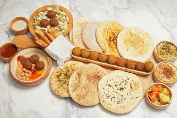 mediterranean food breakfast pita hummus falafel