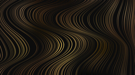Fototapeta na wymiar Abstract liquid dynamic black, grey and golden waves background. Fluid dark marble texture pattern design. Modern wavy line stripes texture. Luxury and elegant style. Vector illustration