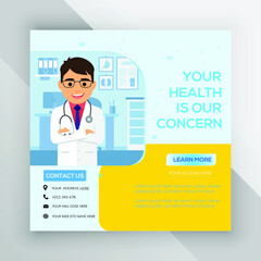 Healthcare social media post template design vector. social media banner for healthcare, 