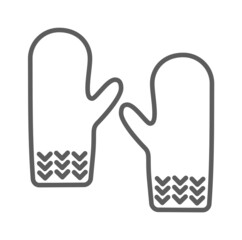 Knit winter clothes icon set. Knitting clothes, knitted samples thin line warm woolen things. Hat, scarf, mittens, waistcoat, plaid and other hand-knitted garments