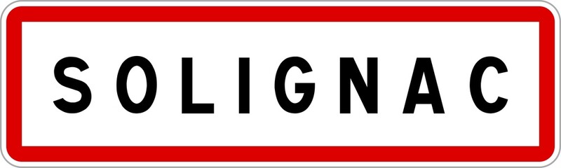 Panneau entrée ville agglomération Solignac / Town entrance sign Solignac