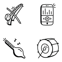 Set of Hand Drawn Orchestra Icons 