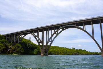 the highest bridge across the island of Cuba on the river Canimar near Matanzas Cuba.