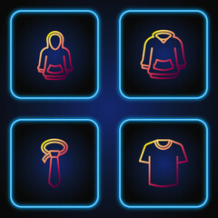 Set line T-shirt, Tie, Hoodie and . Gradient color icons. Vector