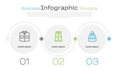 Set line Shirt, Pants and Winter hat. Business infographic template. Vector