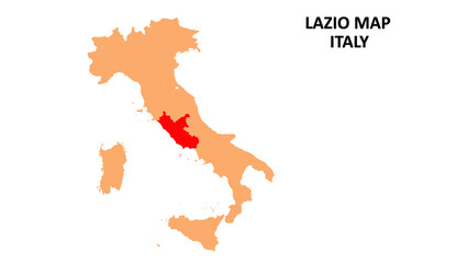 Lazio regions map highlighted on Italy map.