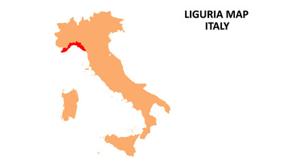 Liguria regions map highlighted on Italy map.