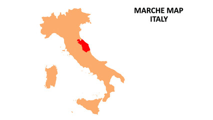 Marche regions map highlighted on Italy map.