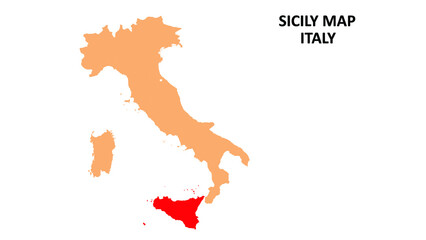 Sicily regions map highlighted on Italy map.