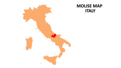 Molise regions map highlighted on Italy map.