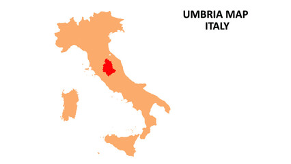 Umbria regions map highlighted on Italy map.