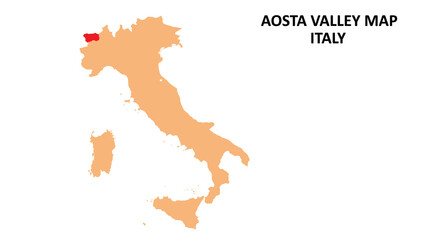 Aosta Valley regions map highlighted on Italy map.