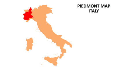 Piedmont regions map highlighted on Italy map.