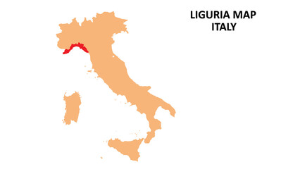 Liguria regions map highlighted on Italy map.