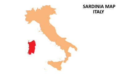 Sardinia regions map highlighted on Italy map.