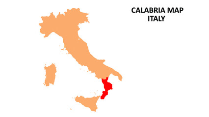 Calabria regions map highlighted on Italy map.