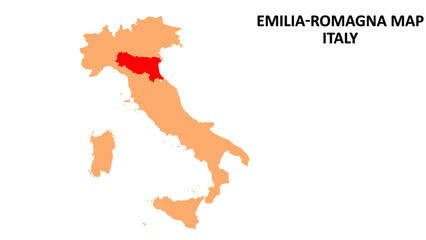 Emilia-Romagna regions map highlighted on Italy map.