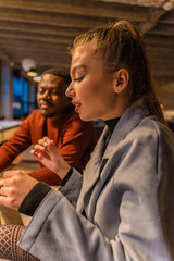 She is thinking while guessing the word