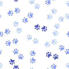 Patrón de huellas de oso en tonos azules sobre fondo blanco