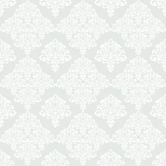 Rolgordijnen Seamless Pattern White Damask Background. © sam2211