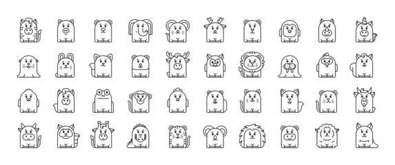 Animals Icon Set. Cartoon Animal Icon. Icon design. Template elements