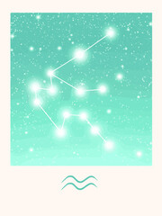 Obraz na płótnie Canvas Illustration of zodiac sign stars constellation. Aquarius horoscope sign. Vector art.