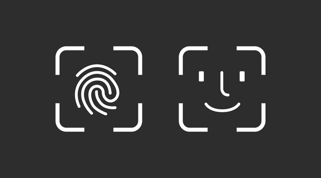 Touch id and face id on mobile device vector icon. Vector isolated editable illustration